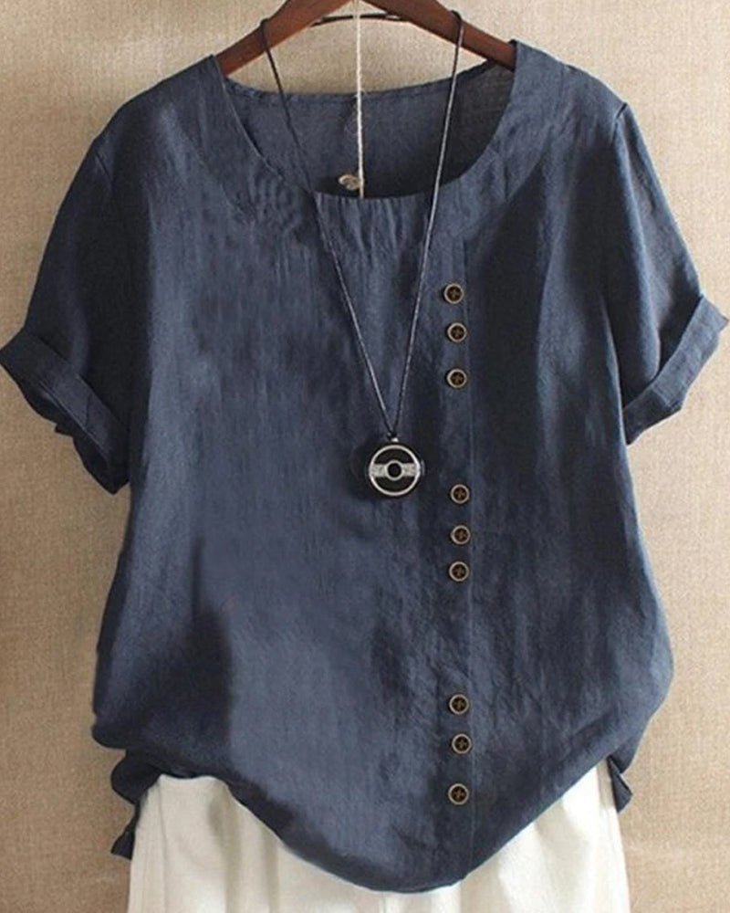 Ella | Women’s Casual Button Detail Linen Blouse