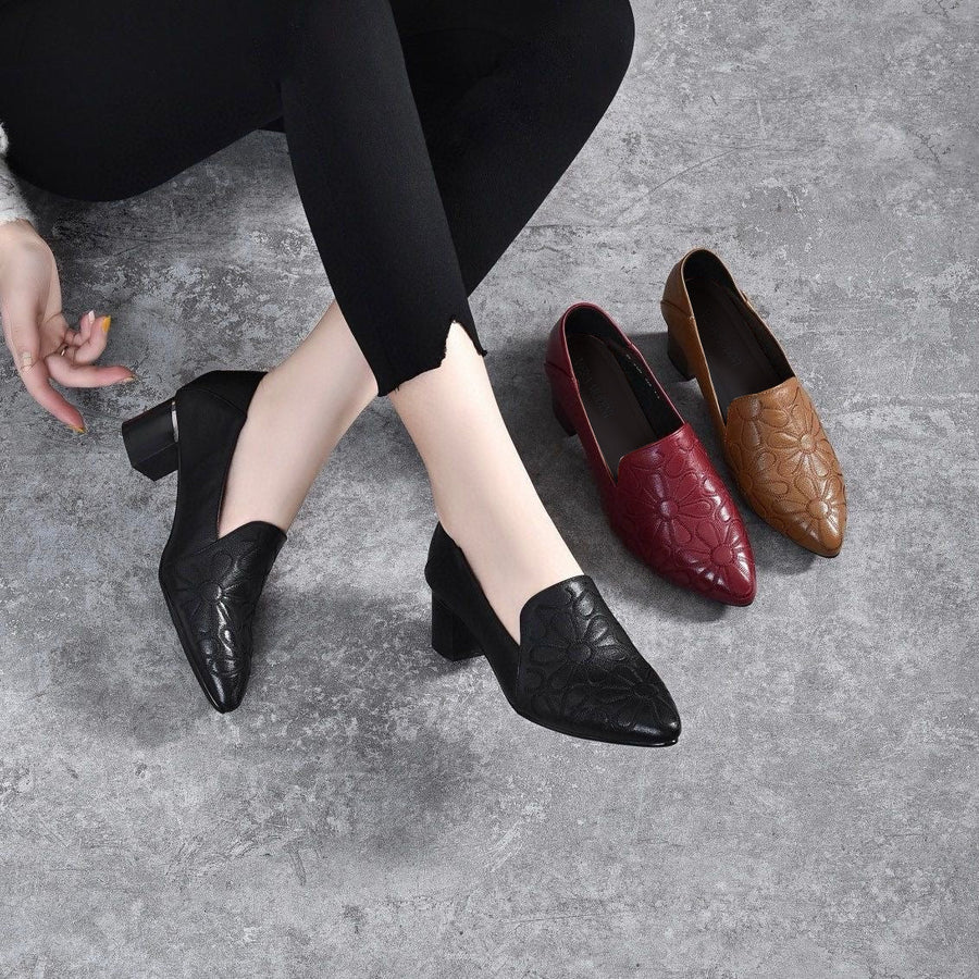 Broderyn™ | Elegant Floral Embossed Pumps
