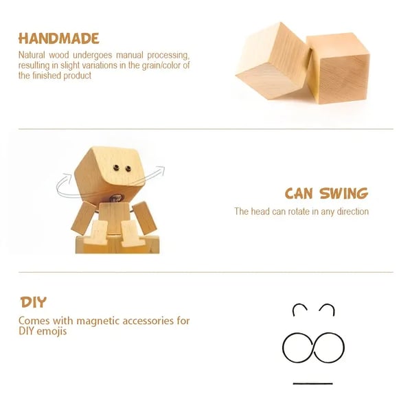 HappyTimber - Wooden Sway Figure with 12 Magnetic Emotions