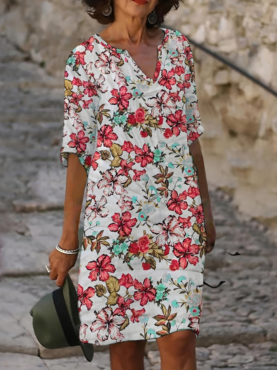 CAROLINE | Easy V-Neck Midi Dress