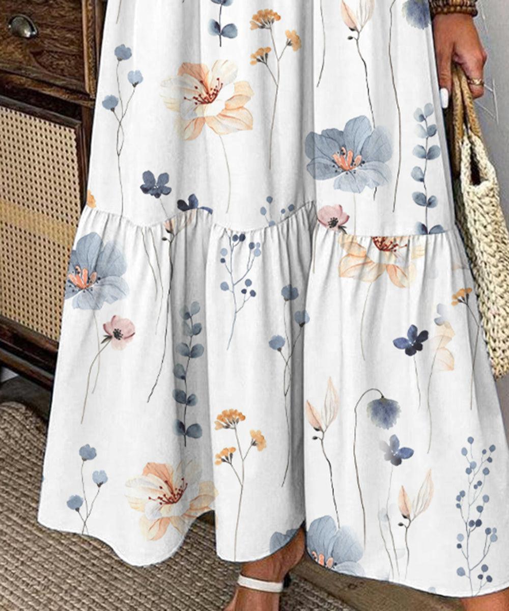 Elvienne | Fresh Maxi Dress with Print & Collar