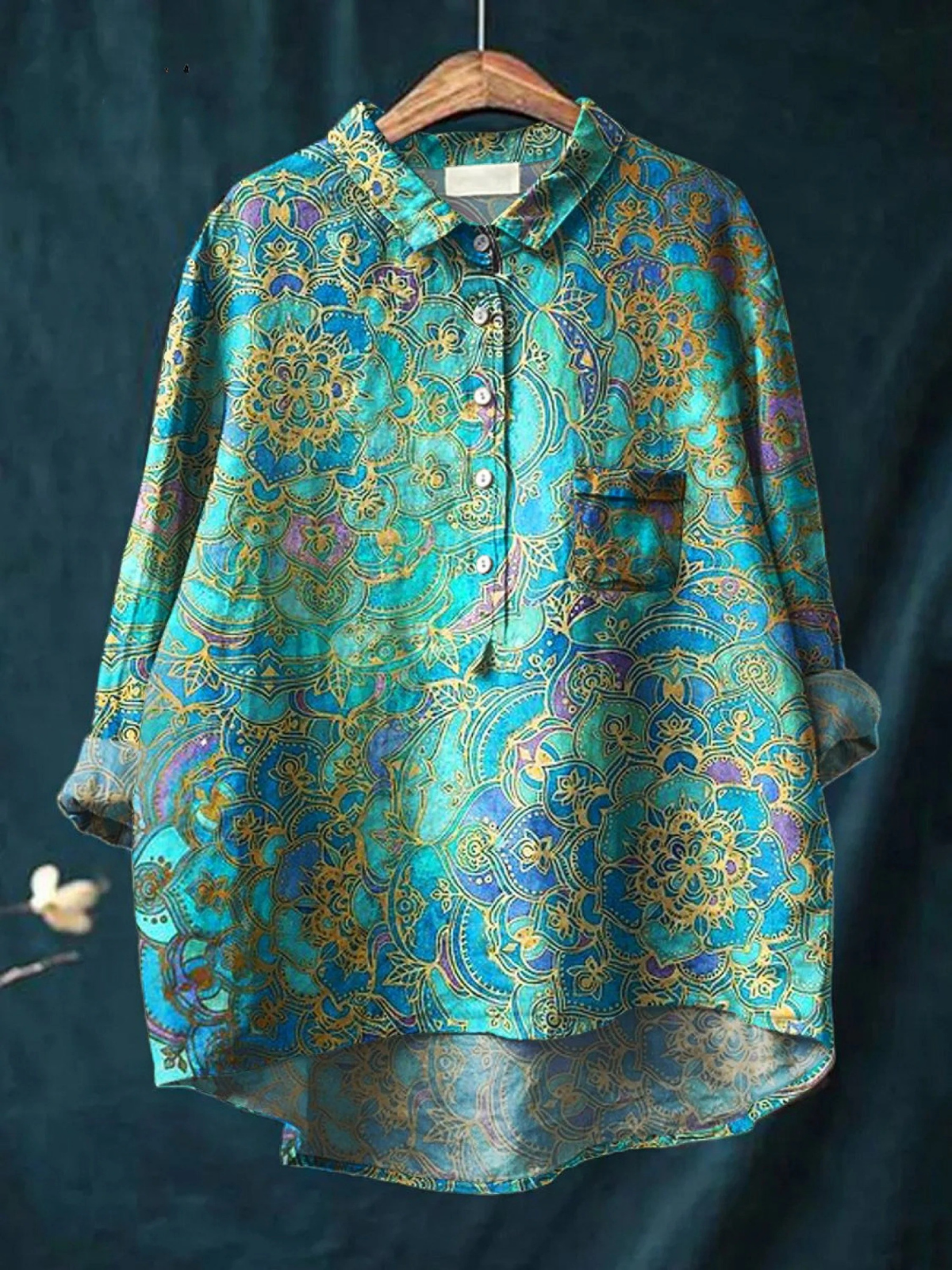 Roslyn | Women's Retro  Art Print Casual  Shirt