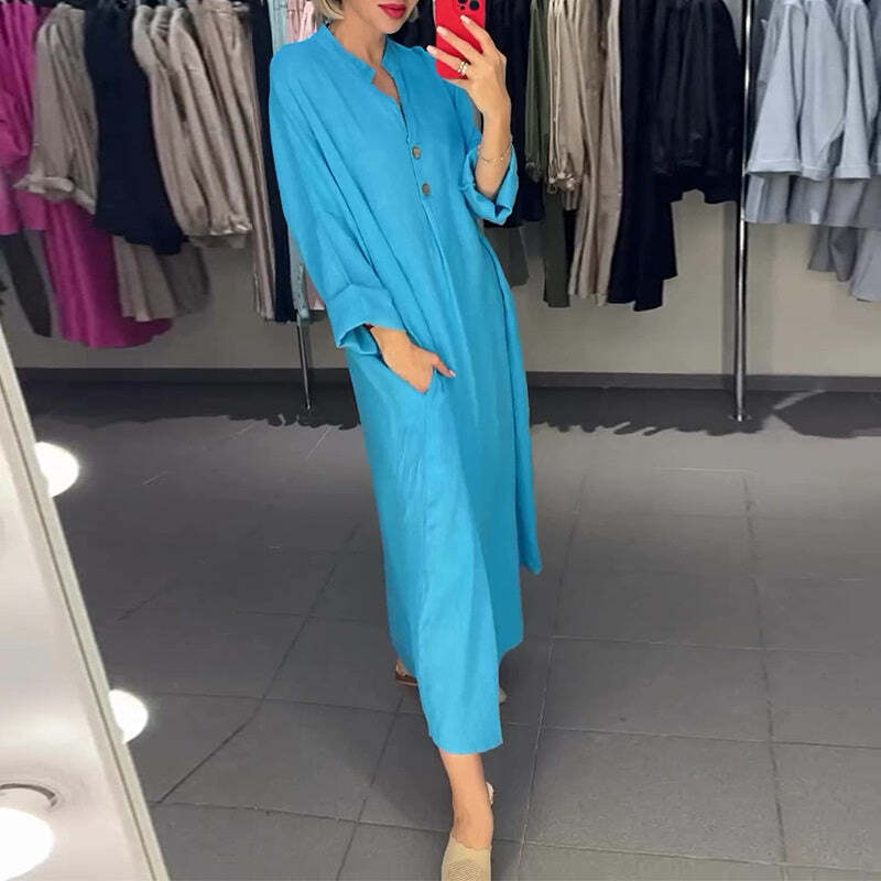 VALENCIA – WOMEN'S LONG SHIRT DRESS WITH POCKETS