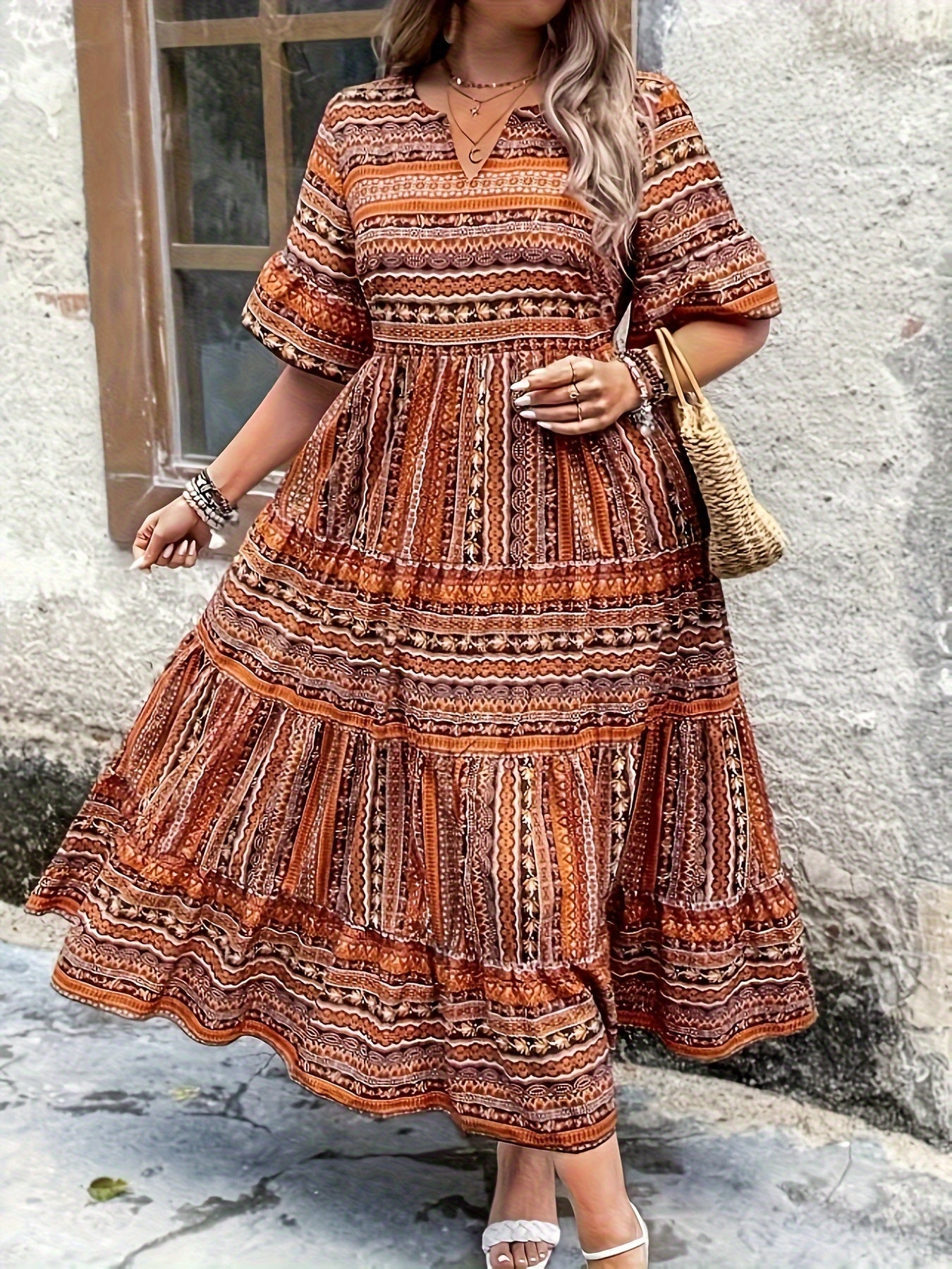Daisy | Women’s Boho Printed Flowy Midi Dress