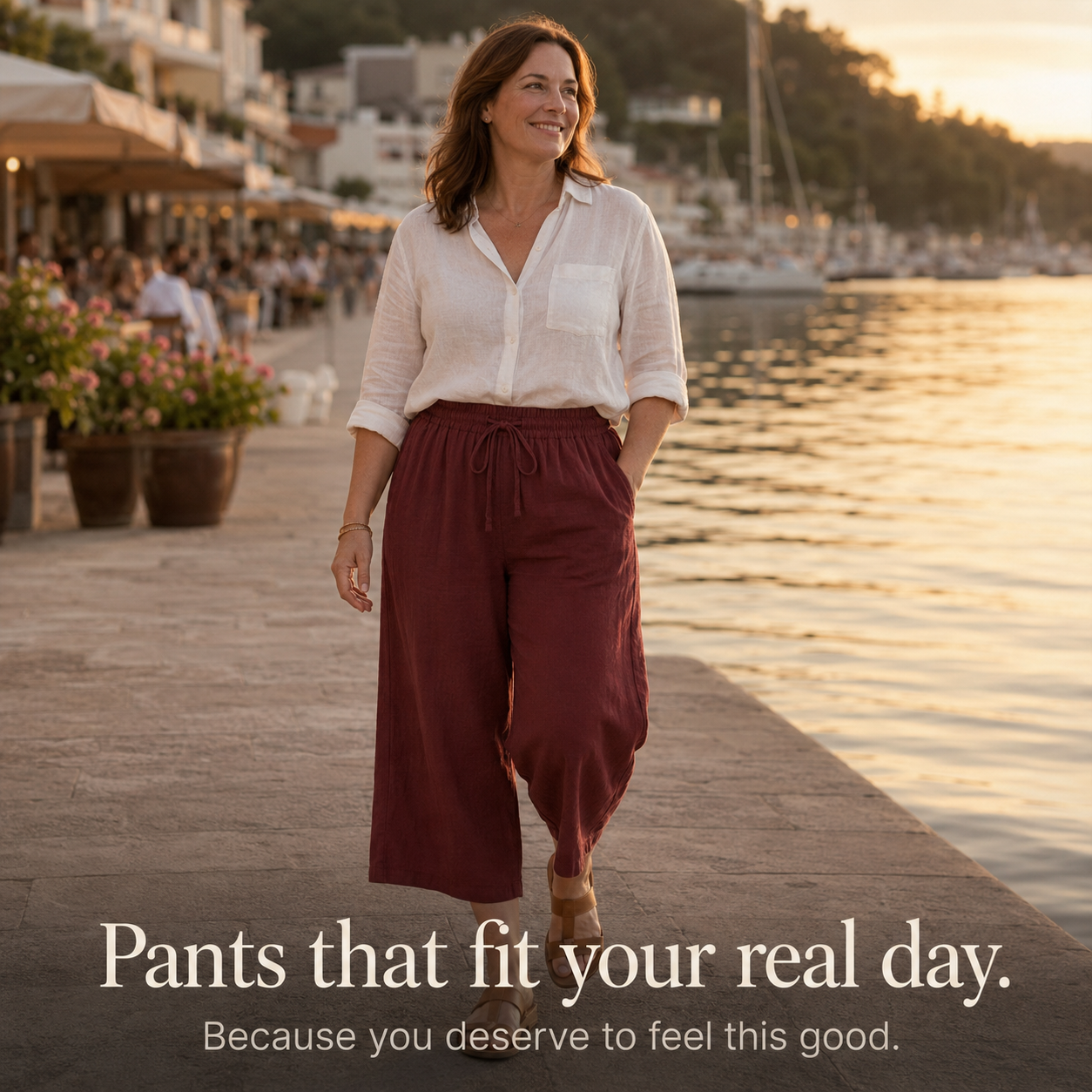 Calmara – Cropped Wide-Leg Drawstring Pants