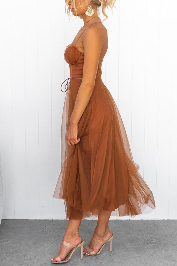 Elegant Long Dress with Bustier - Flowing Ceremony Dress