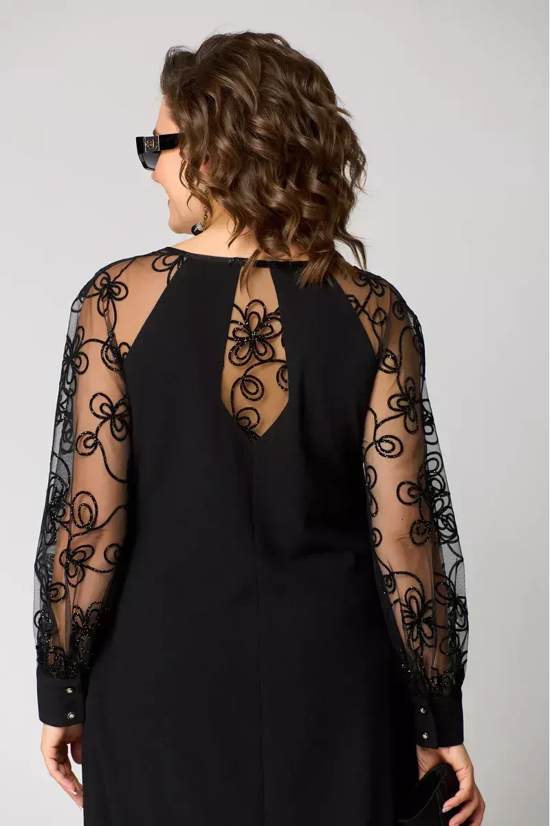 Coralía | Women's Dress with Embroidered Sleeves