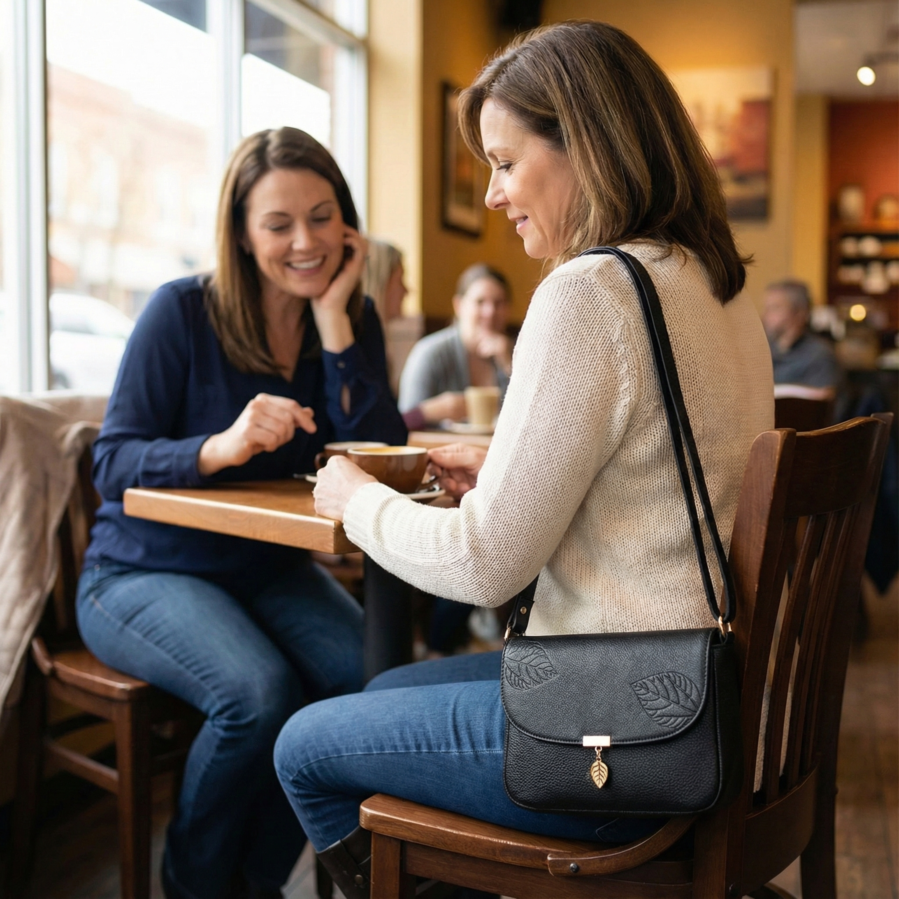 Leafara - Elegant Crossbody Bag with Leaf Detail