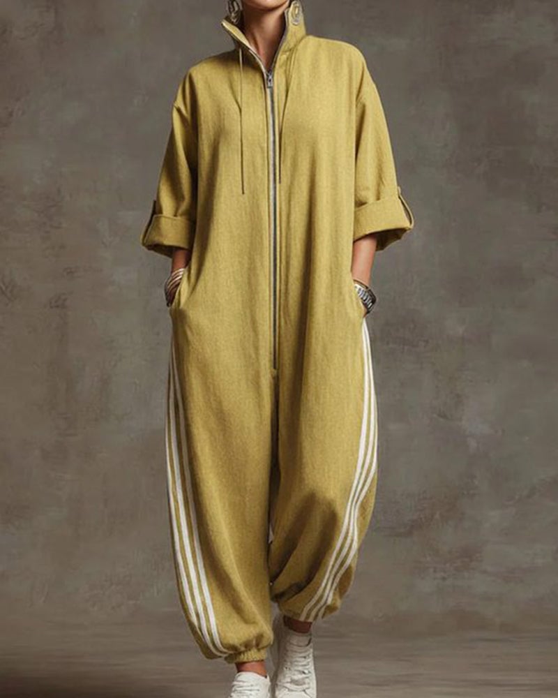Leonora™ | Striped Tracksuit, Sporty Style with Zipper
