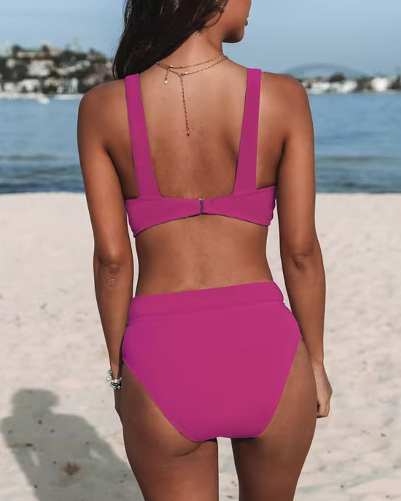 Solid High-Waisted Bikinis