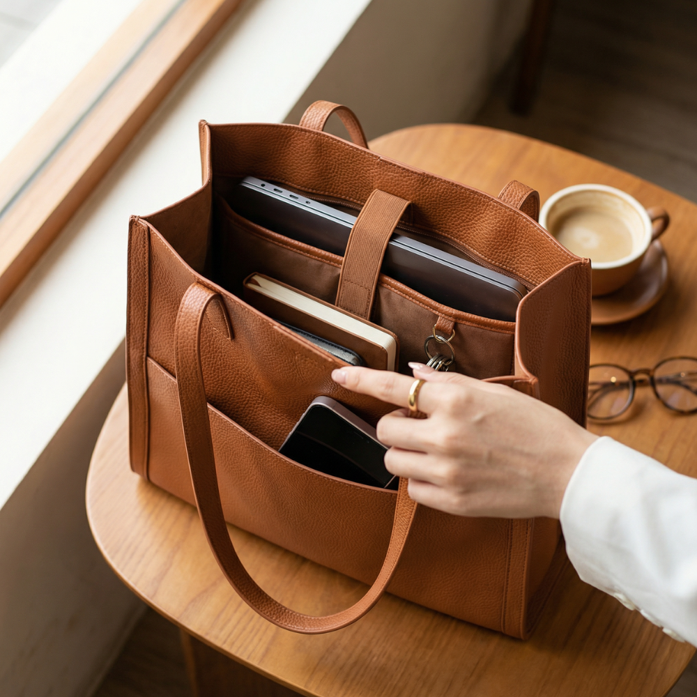 Caressa - Soft Leather Multi Pocket Shoulder Bag