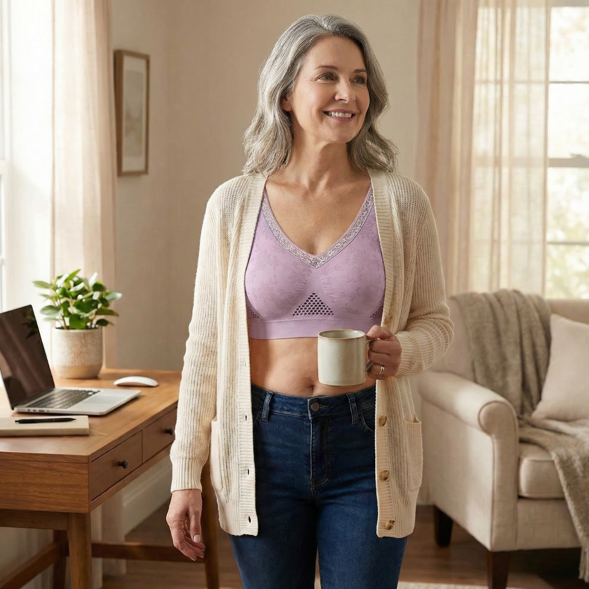 Aireya – Women's Wireless Cotton Comfort Bra with Breathable Mesh