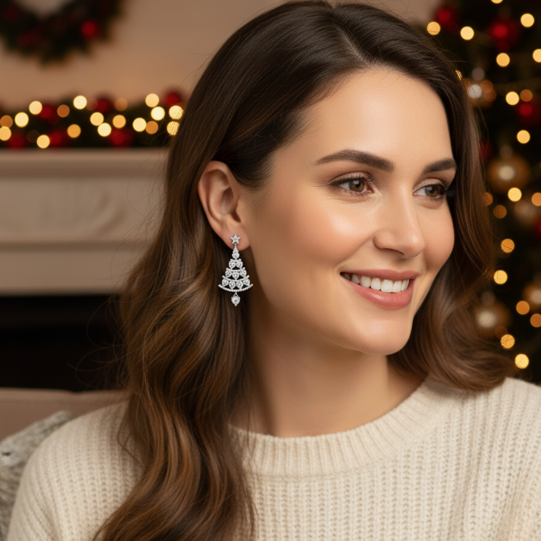 Lunarelle – Sparkling Christmas Tree Earrings, 1+1 Free