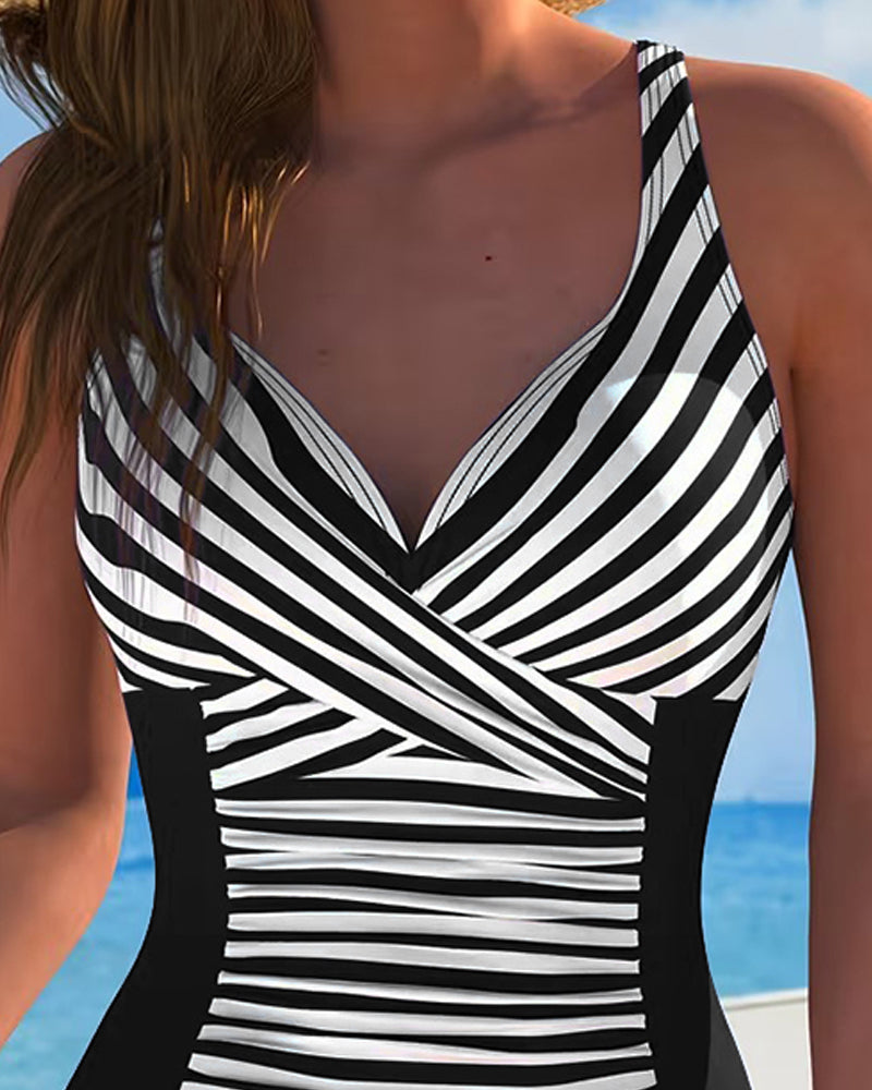 Finally, a swimsuit with stripes and color blocks