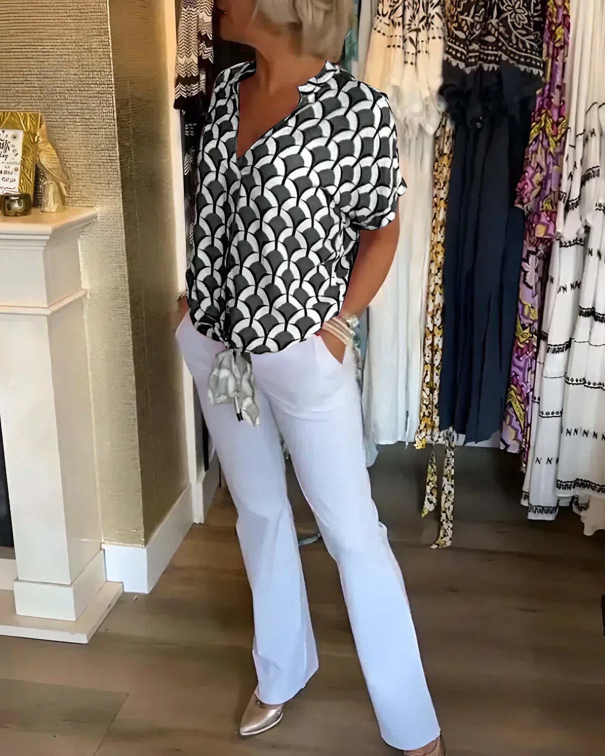 SOLVEIG STYLISH PRINTED BLOUSE
