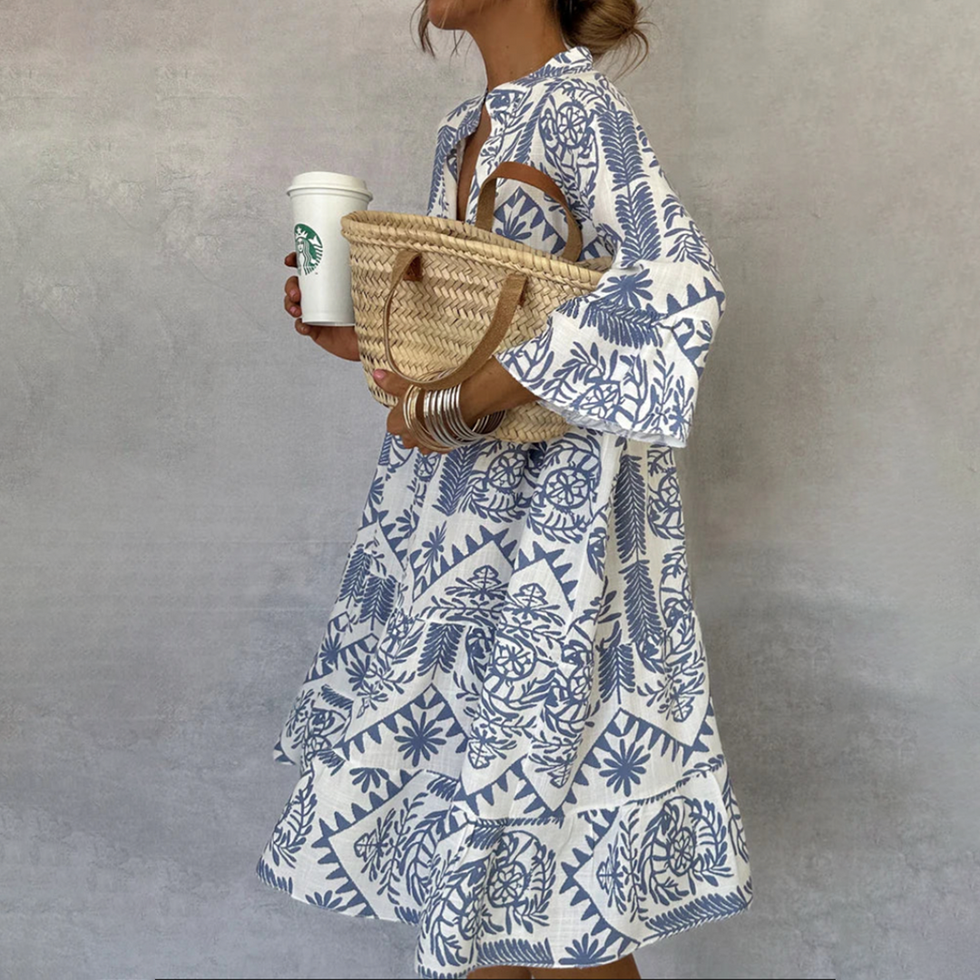 Maisie | Women's Boho Patterned Long Sleeve Mini Dress
