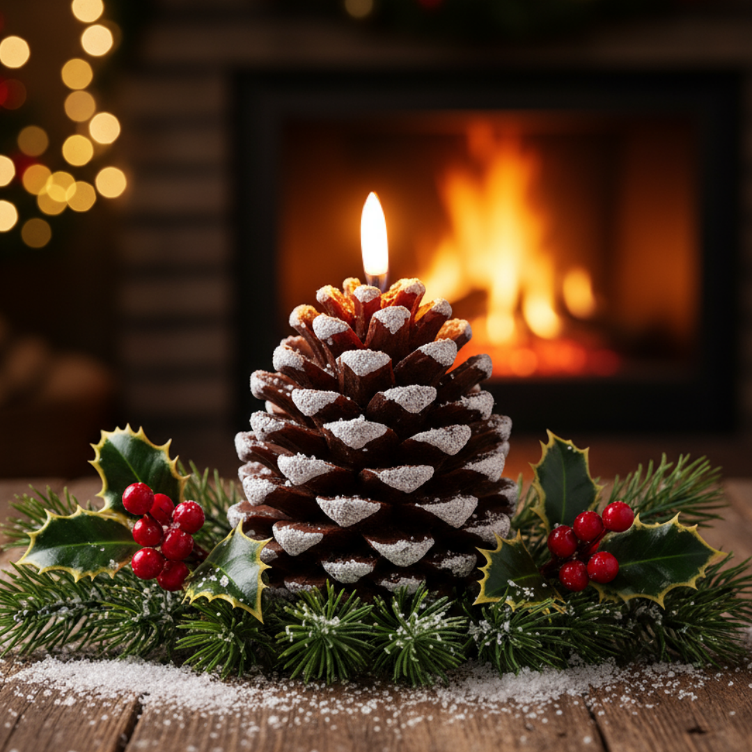 Lunapine – Flameless Pinecone Candle with Gentle Glow