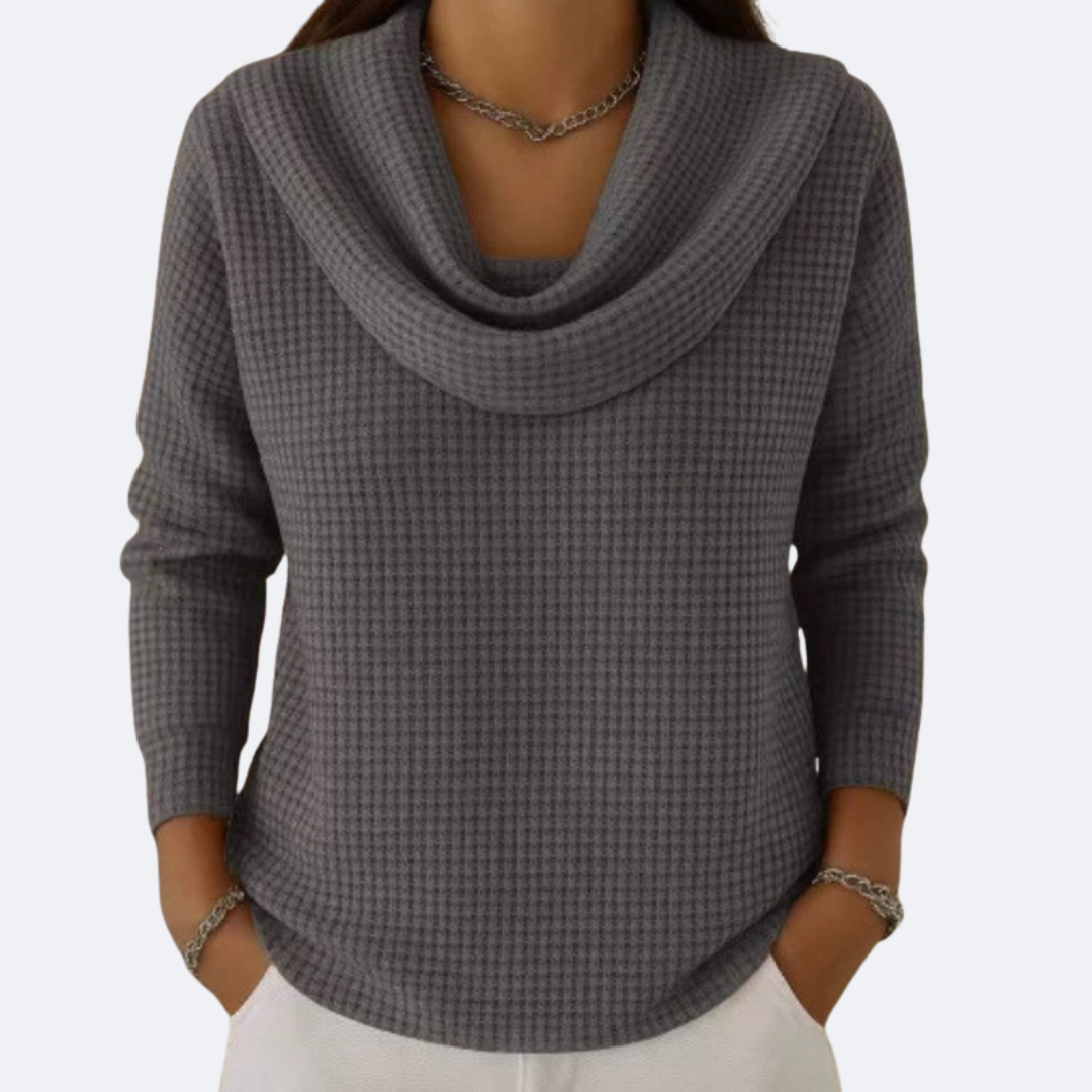LIVIA - Soft Neck Thermal Waffle Effect Sweater