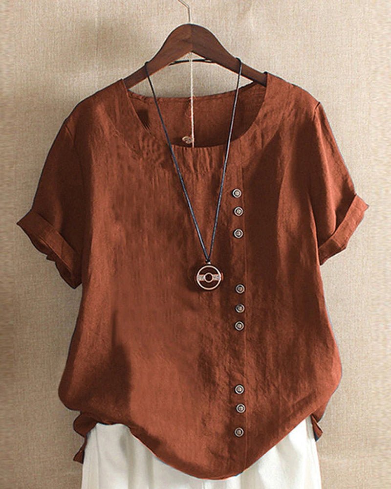 Ella | Women’s Casual Button Detail Linen Blouse