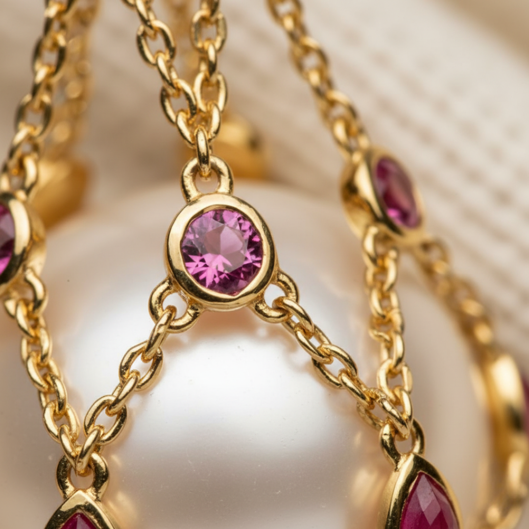 Lunara – Pearl & Gemstone Lavalier Pendant Necklace
