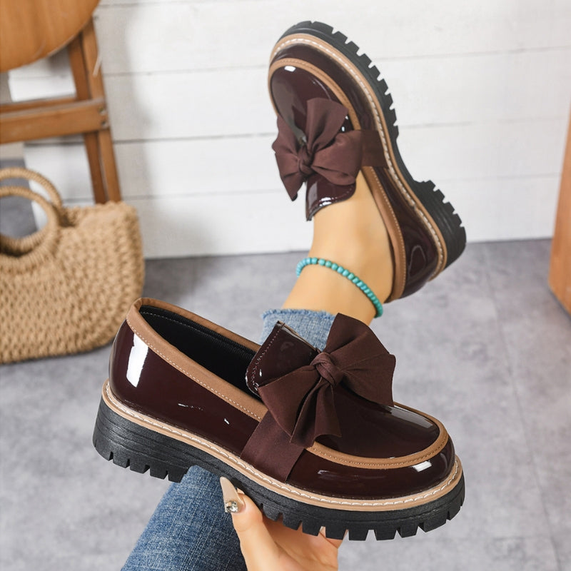 Shiny Loafers with Bow