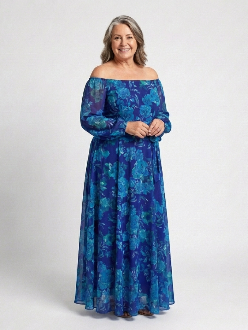 Stella & Grace™ | Off Shoulder Floral Maxi Dress