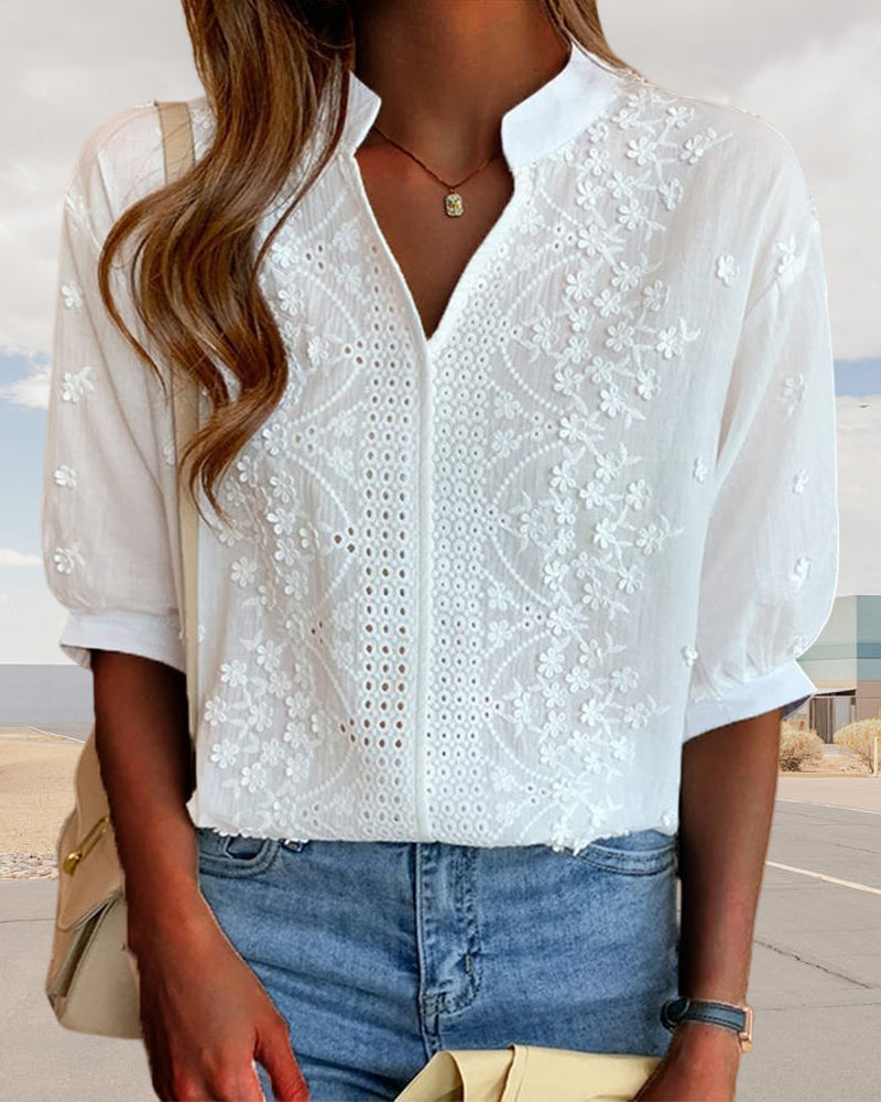 Samantha | Women V Neck Puff Sleeve Blouse