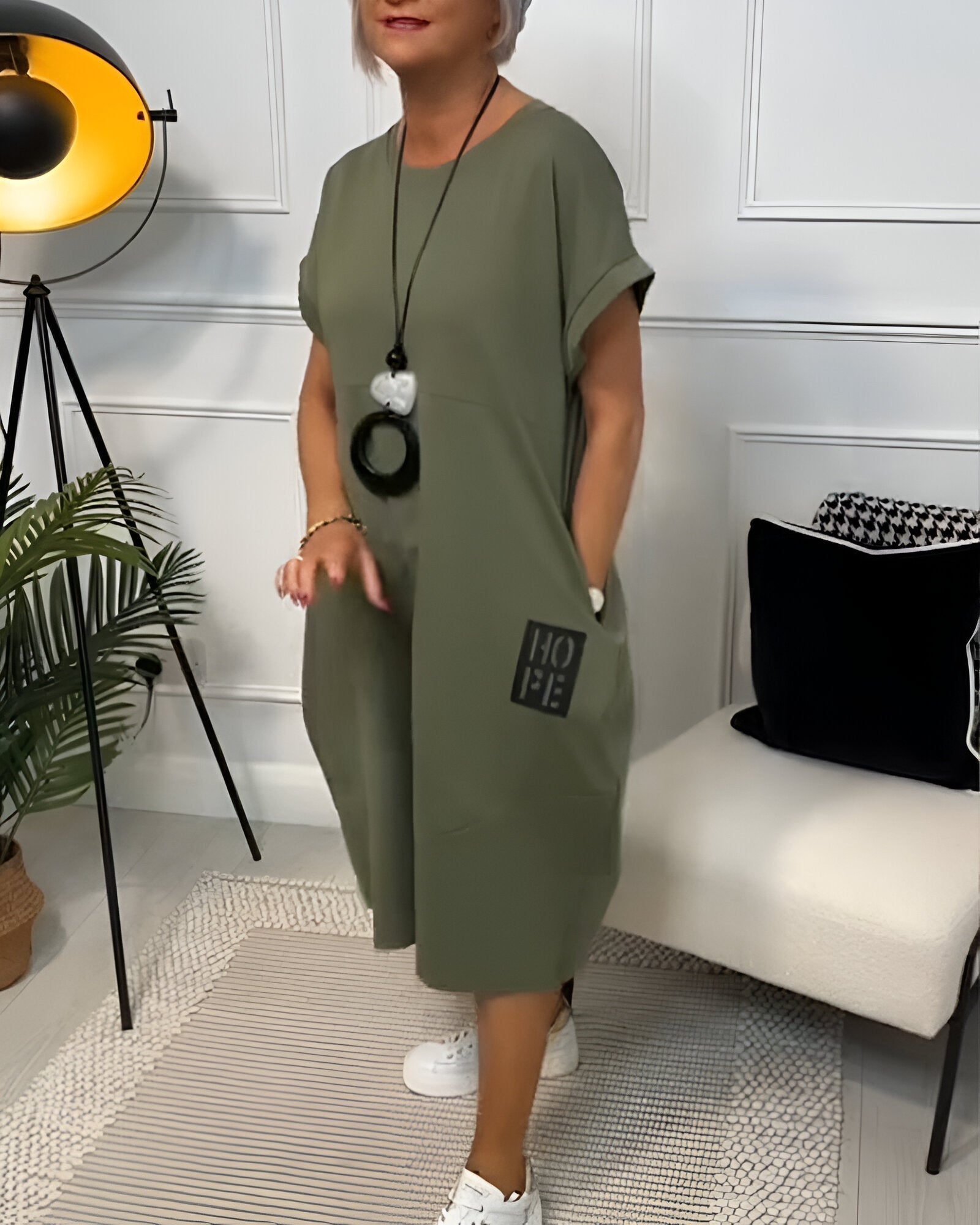 Bessie – Comfy Midi Shirt Dress