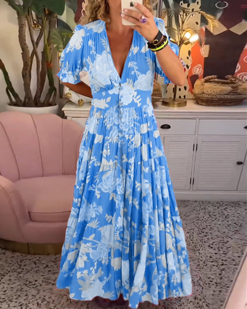 Catrisa ~ V-Neck Floral Pocket Dress