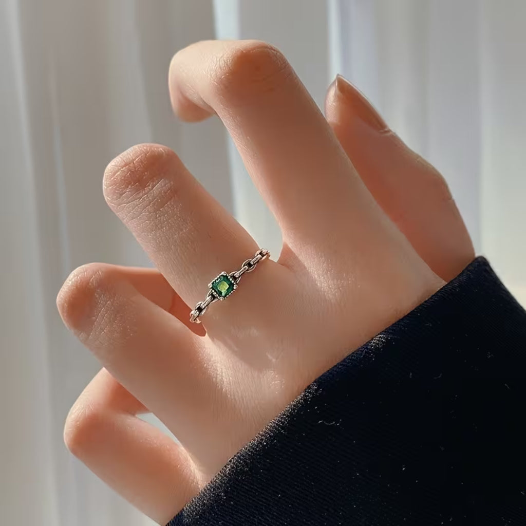 Emerald Chain Ring