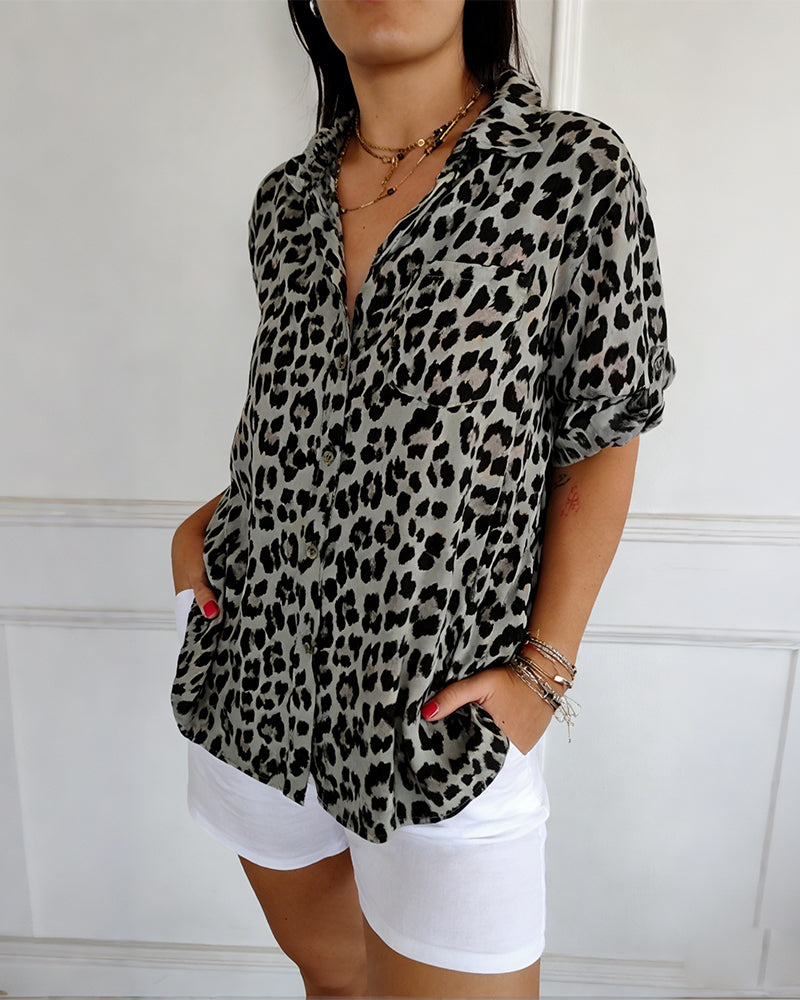 Susan | Fashion Blouses with Leopard Print