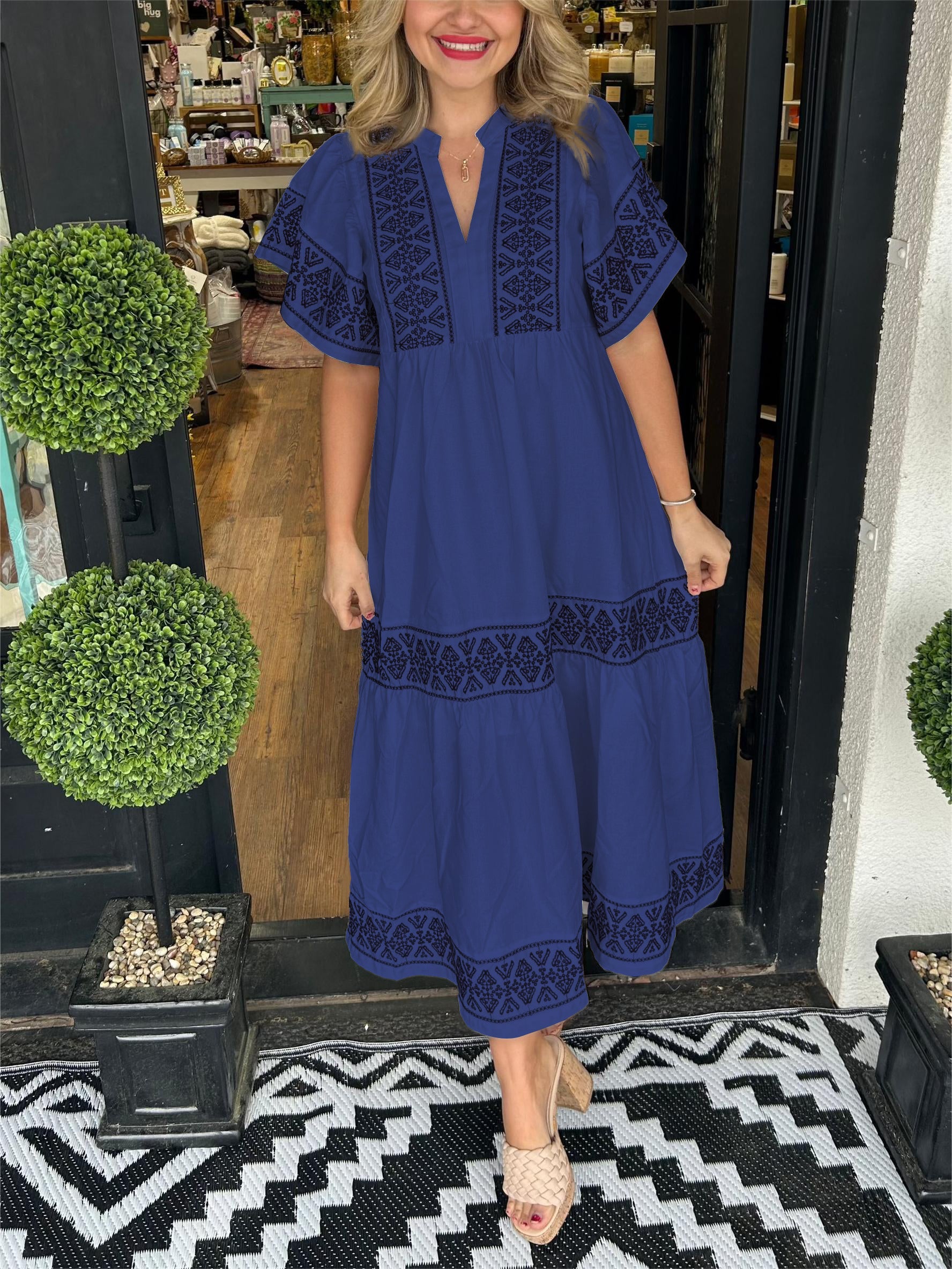 Alice | Women’s Summer Boho V Neck Midi Dress