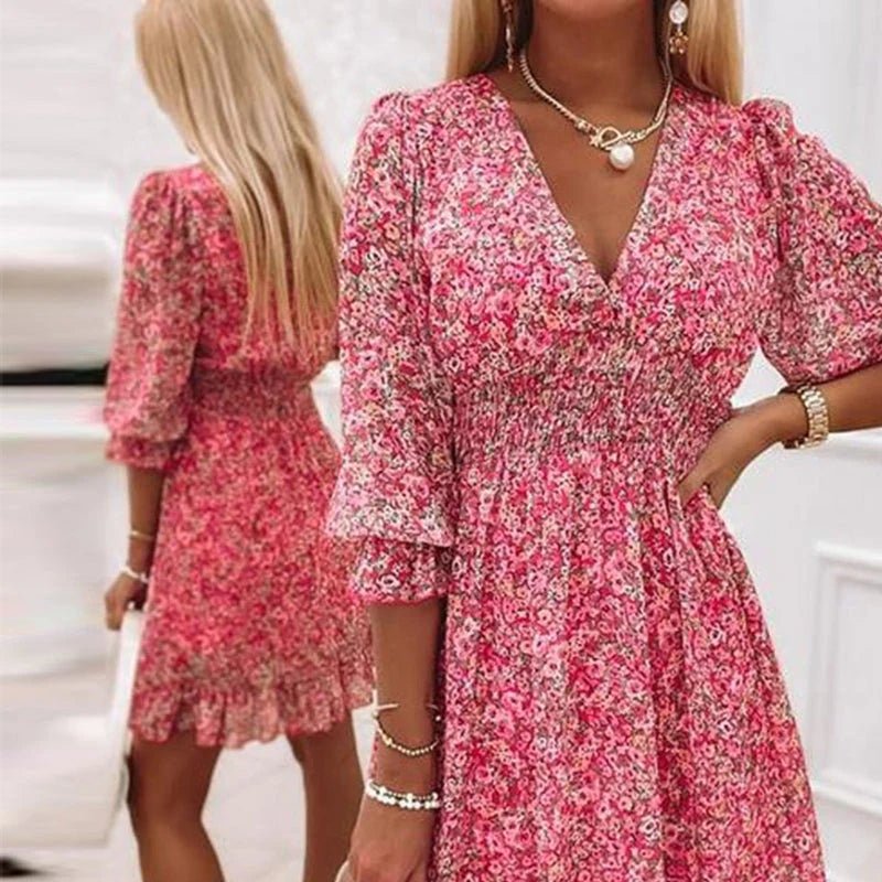 Brielle | Floral V-Neck Smocked Dress