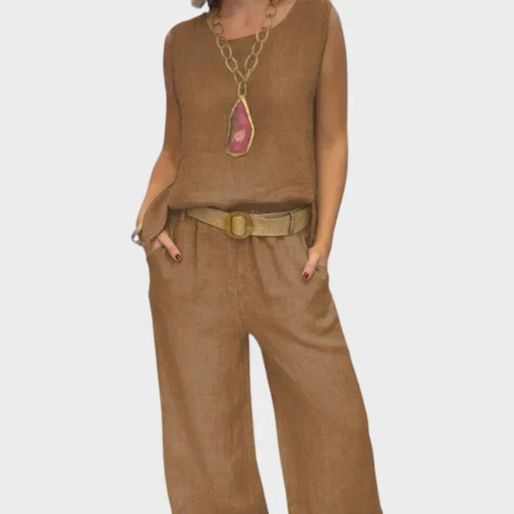 Paloma | Sleeveless Bohemian Top with Matching Cropped Pants