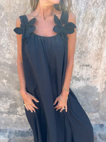 Floral Dress with U-Neckline - Timeless Elegance