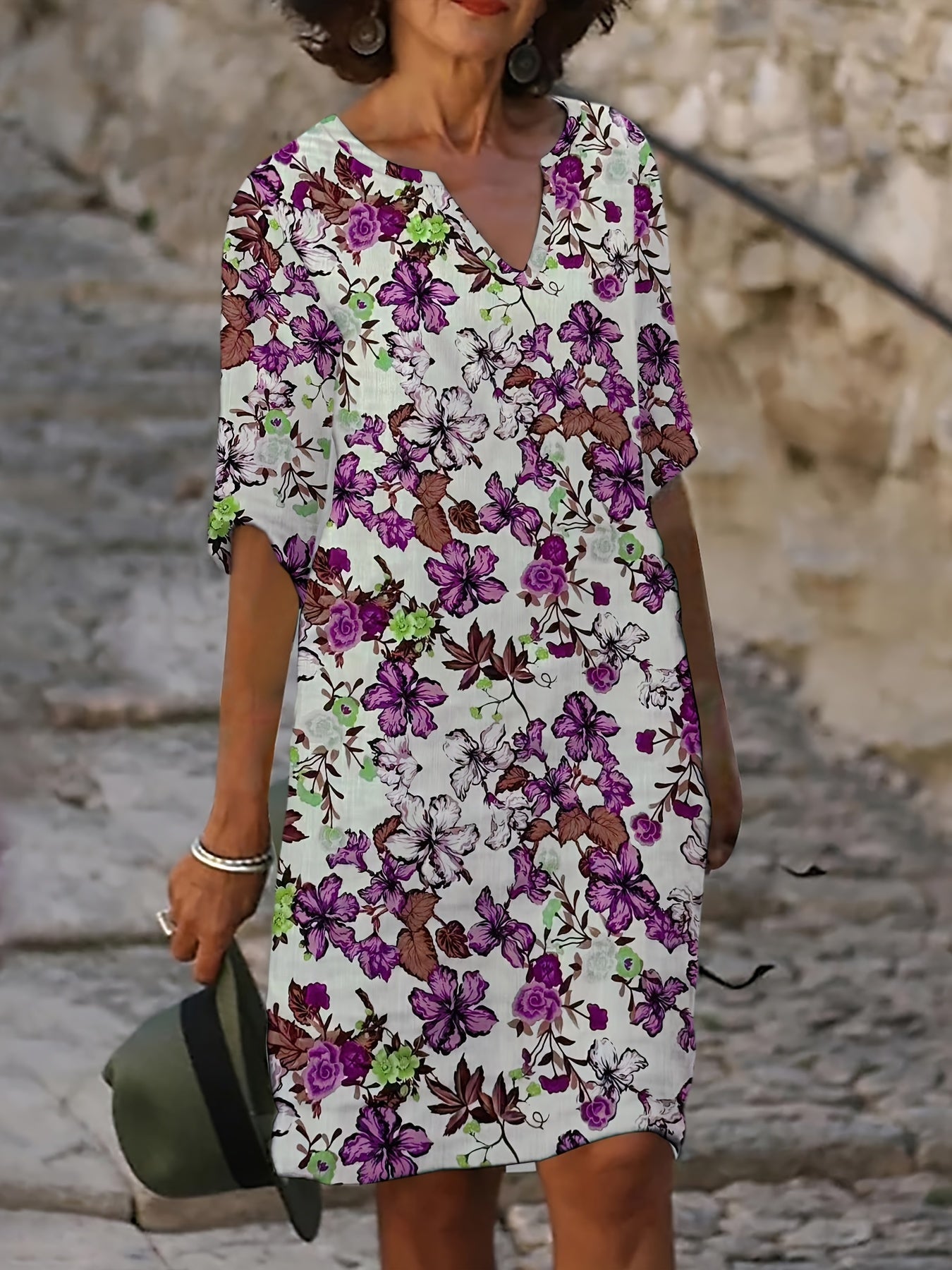 CAROLINE | Easy V-Neck Midi Dress