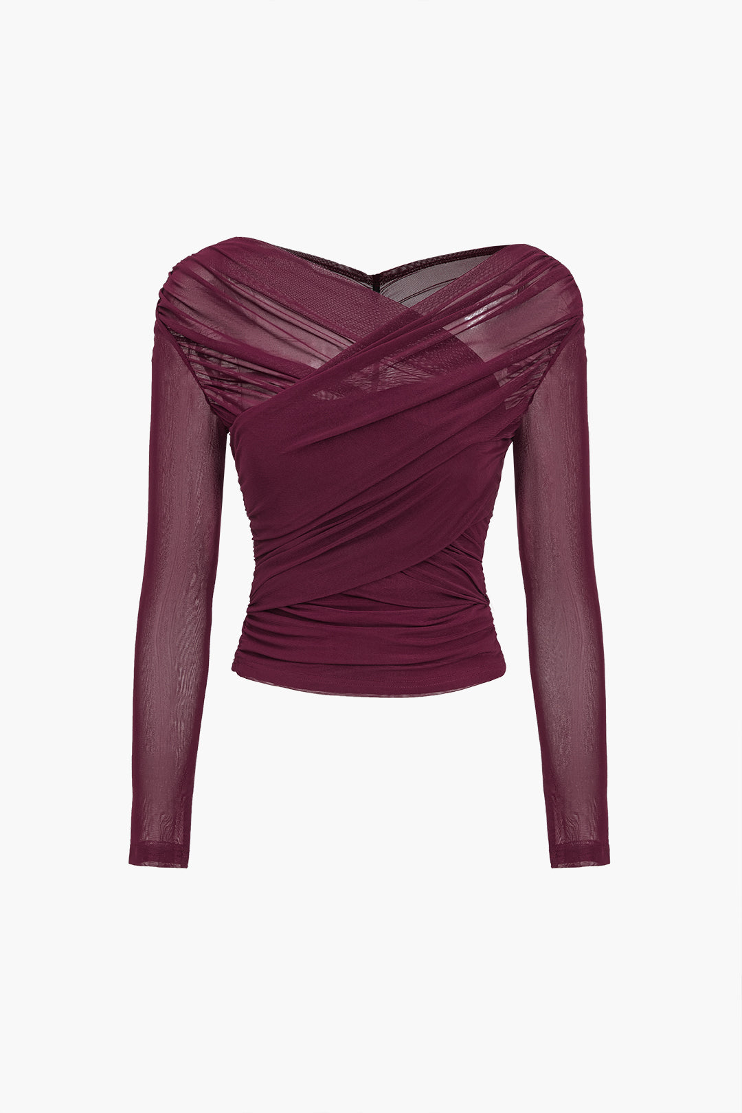 Michelle | Women Ruched Mesh Long Sleeve Top