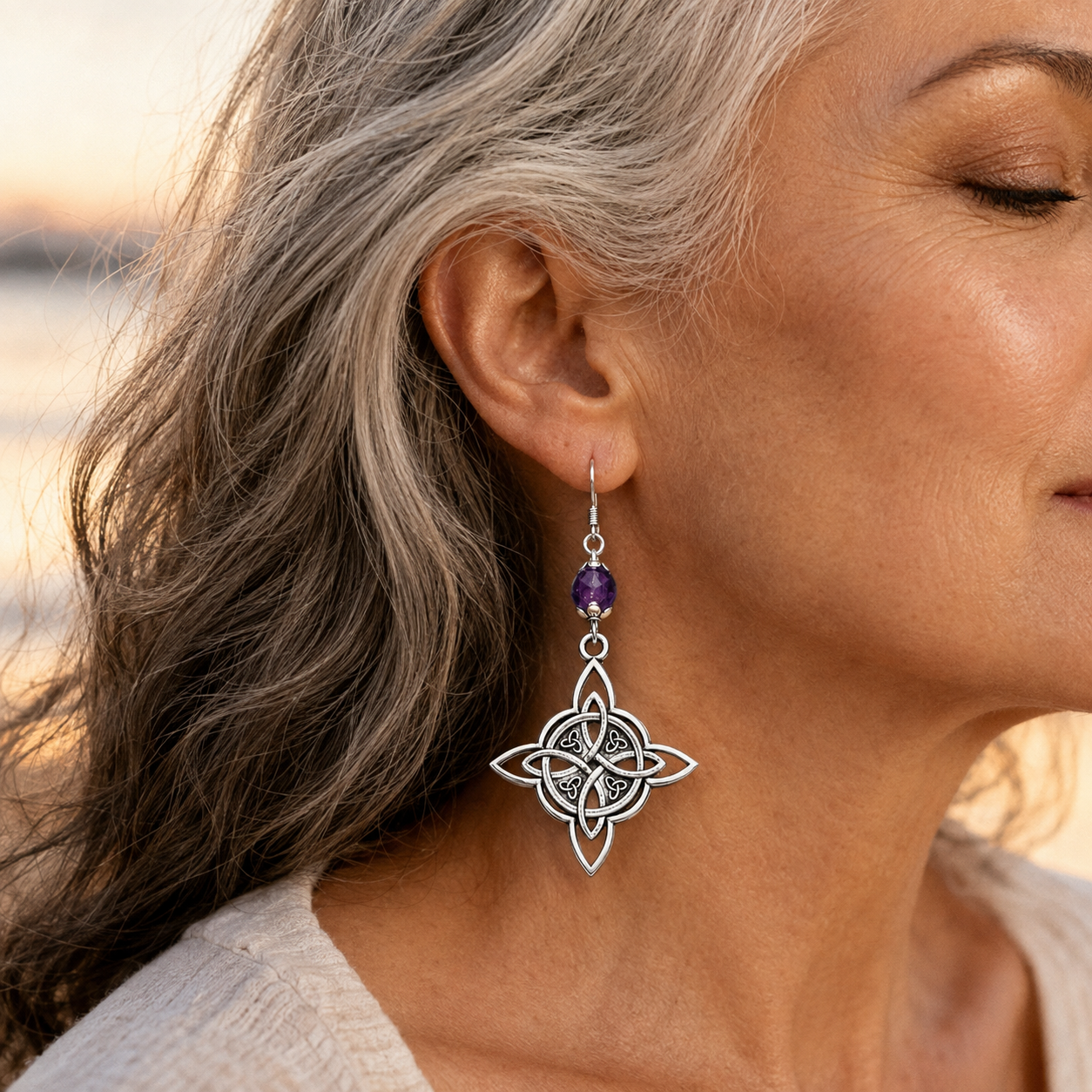 Lunavia – Celtic Knot Beaded Drop Earrings