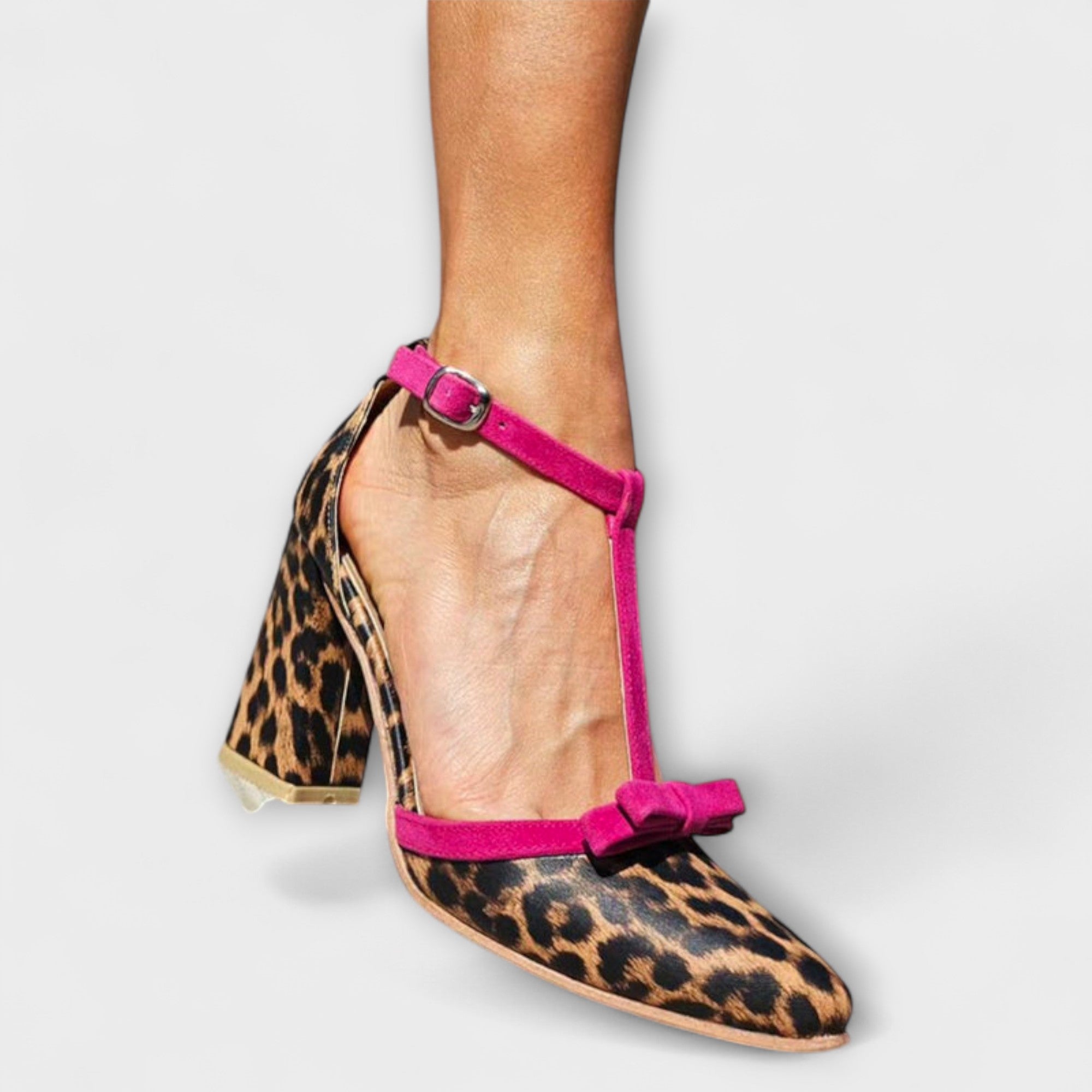 Block Heel with Wild Accent