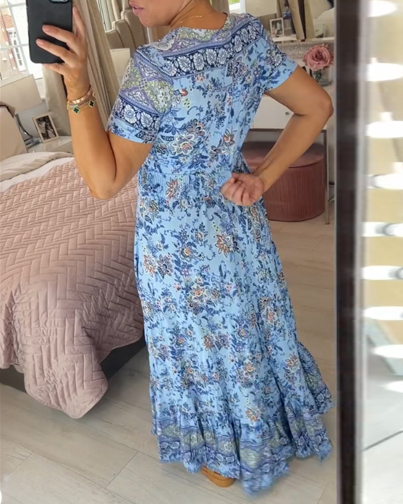 Ophelia | Floral Print V-Neck Dress