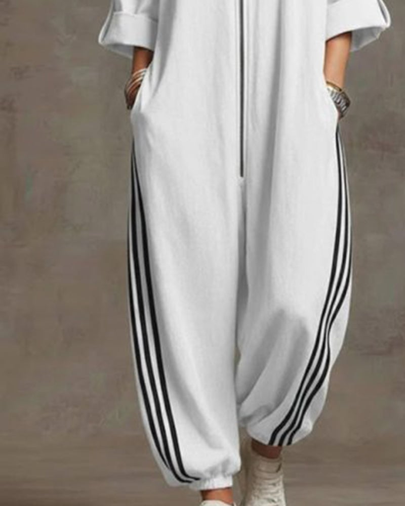 Leonora™ | Striped Tracksuit, Sporty Style with Zipper