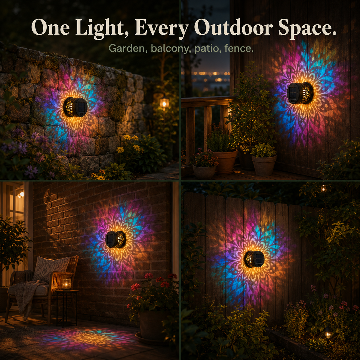 Lumara – Solar Mandala Wall Light Outdoor Garden Fence Projector