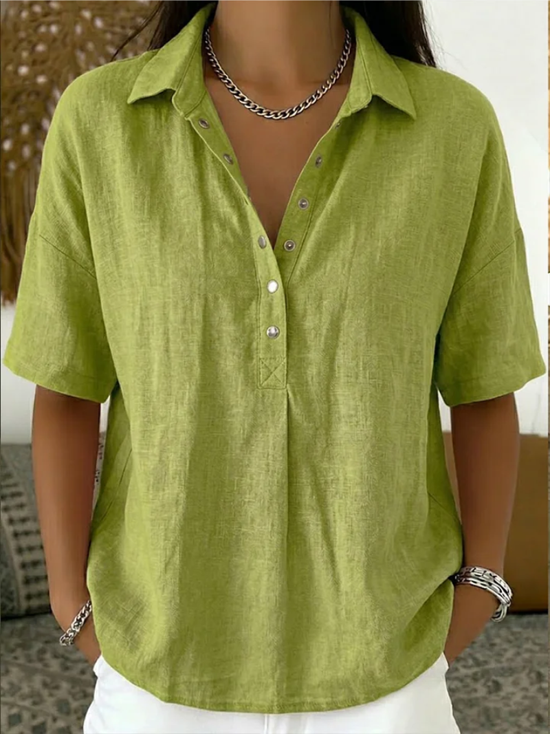 Leda™ | Blouse with Collar & Button Detail
