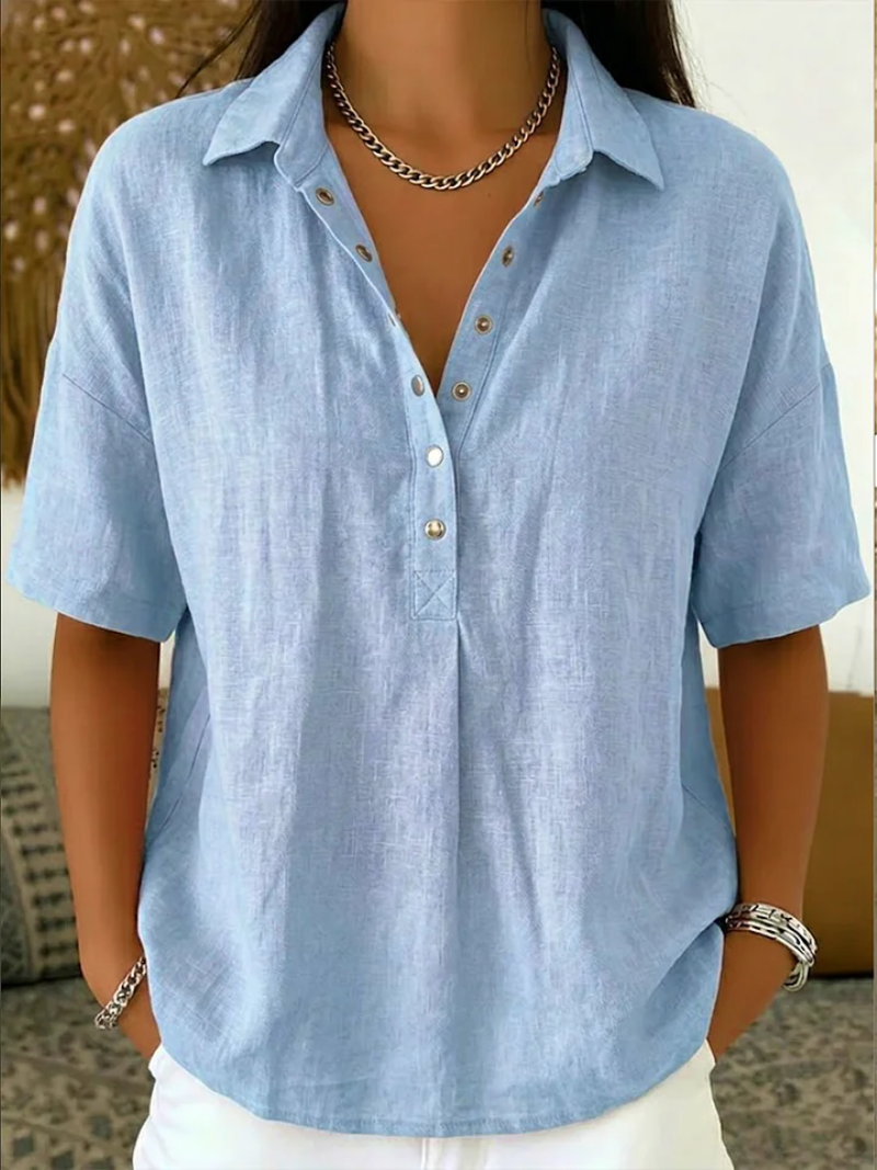 Leda™ | Blouse with Collar & Button Detail