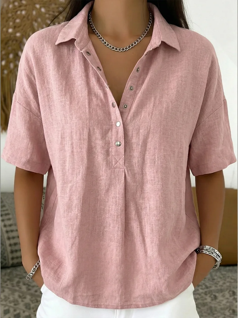 Leda™ | Blouse with Collar & Button Detail