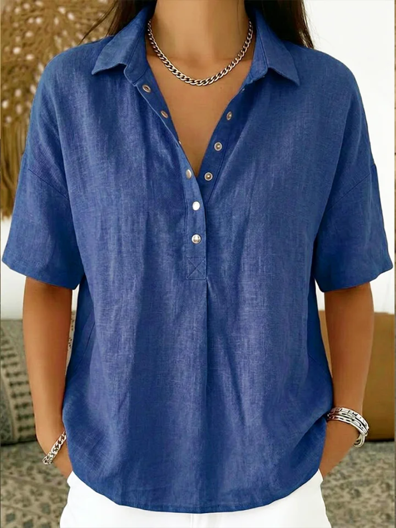 Leda™ | Blouse with Collar & Button Detail