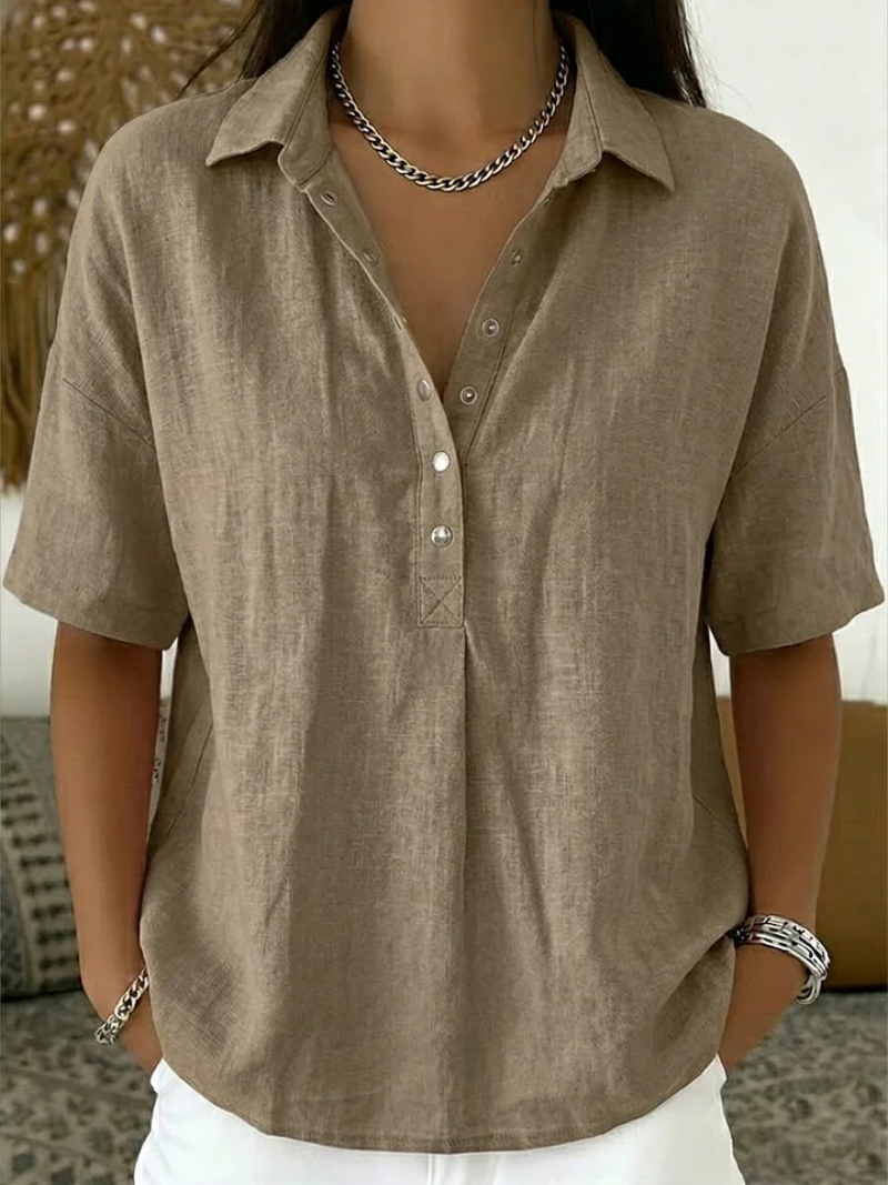 Leda™ | Blouse with Collar & Button Detail