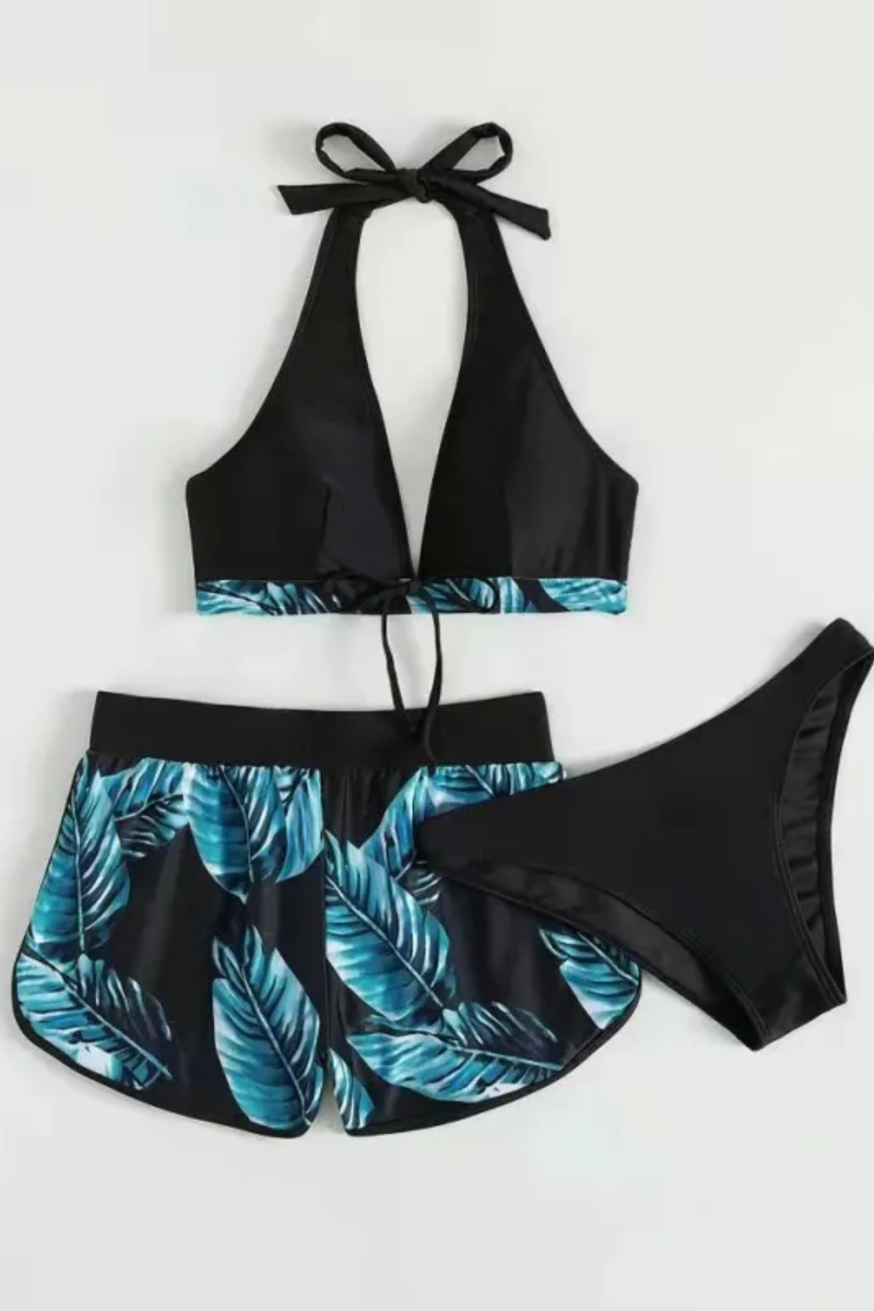 Ava | 3-Piece Leaf Print Bikini Set for Women