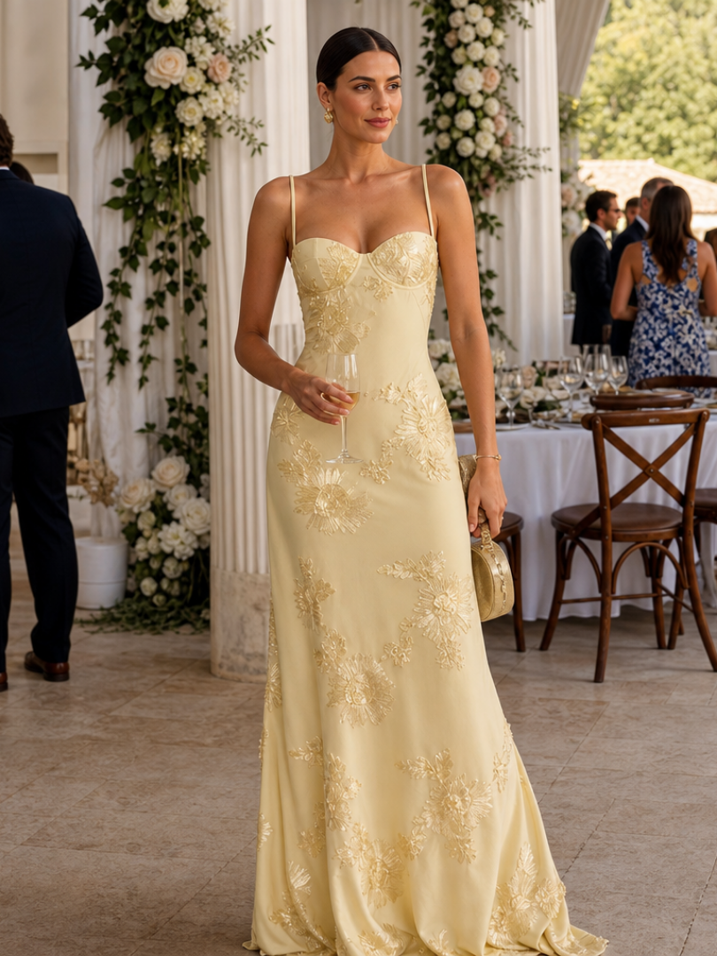 Danica | Spaghetti Strap Corset Bodice Maxi Dress