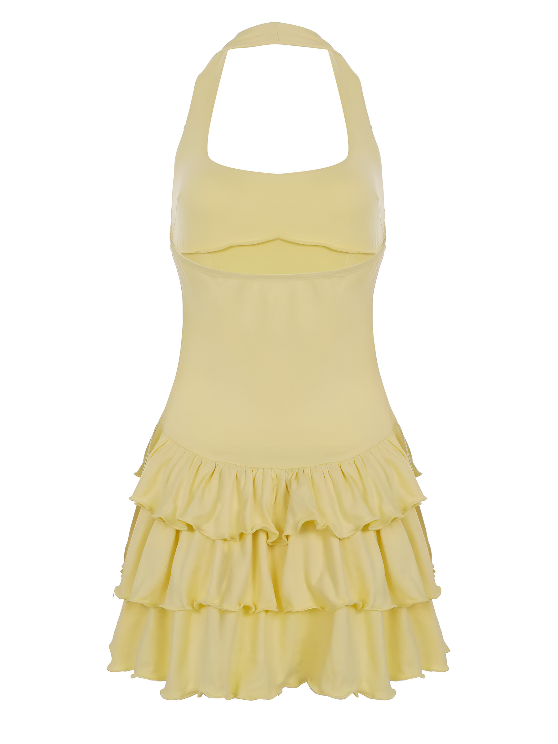 Women's Mini Halter Neck Ruffle Hem Bodycon Summer Dress